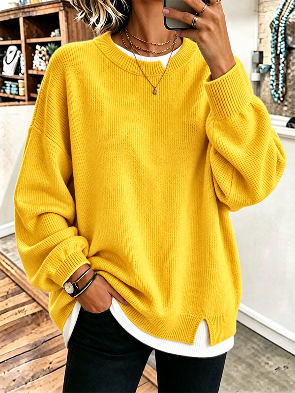 Cozy Oversized Casual Layered Fake Two-piece Sweater