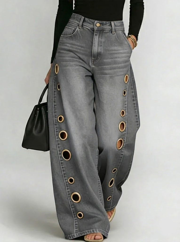 Women's New High-waisted Casual Loose Wide-leg Jeans