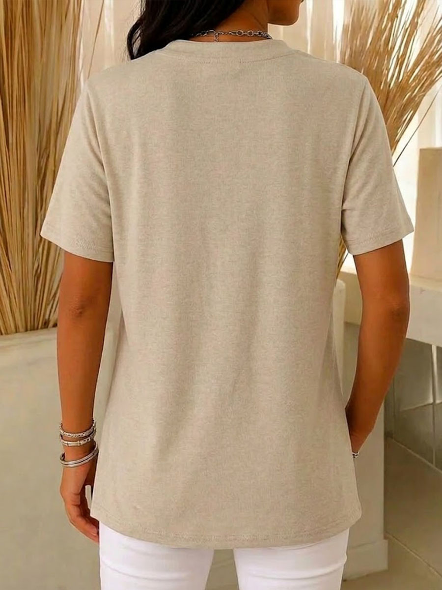 Women's V-neck Short-sleeve Pure Cotton Top