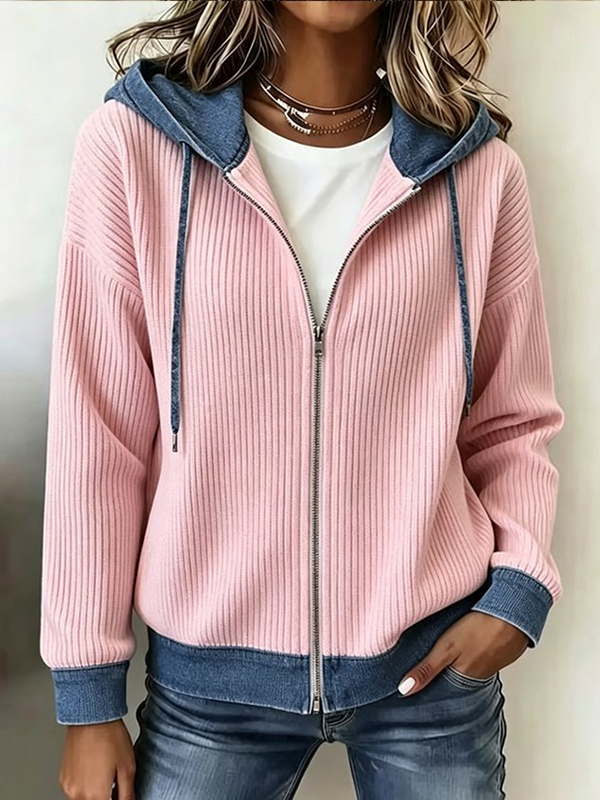 CLEARANCE SALE🔥Women Striped Long Sleeve Hoodie Casual Spring/Fall Jacket Outerwear
