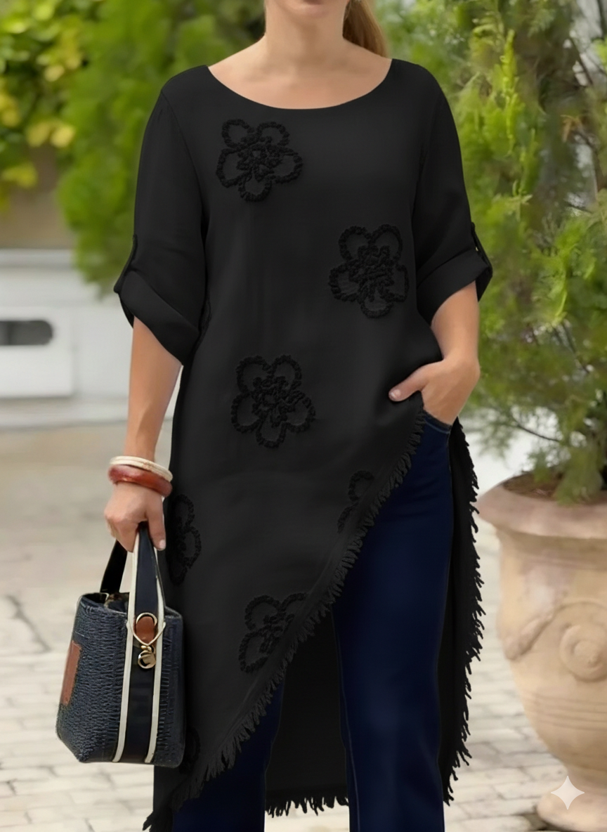 CLEARANCE SALE🔥Floral Embroidered Loose-fitting Cotton Shirt Blouse