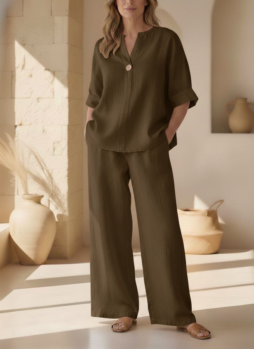 ⏰ LAST DAY SAVE 50% 💥Women's Warm Cotton Linen Wide-Leg Home Wear Set