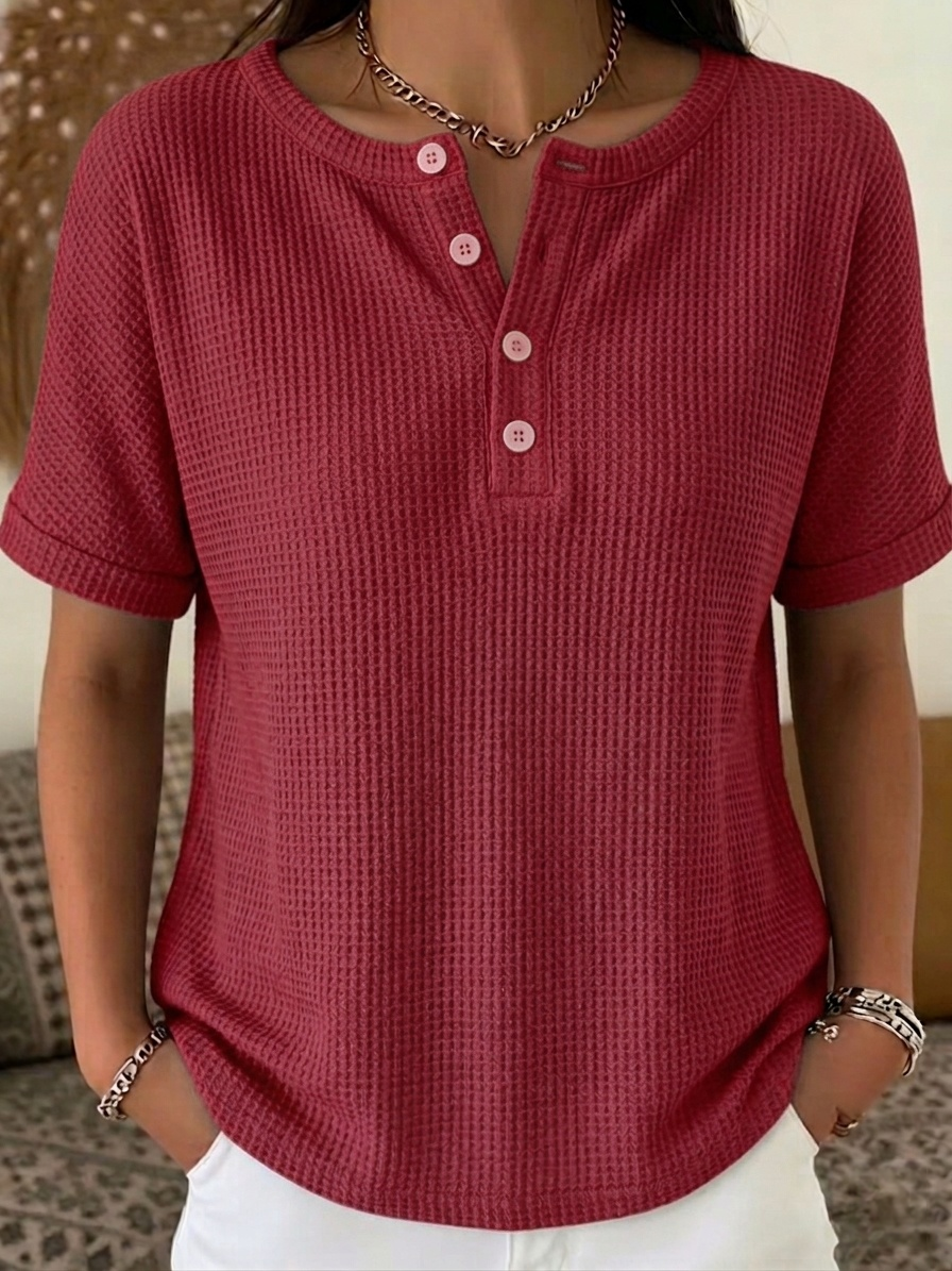 New Arrivals🔥Women's Waffle Knit Henley Top