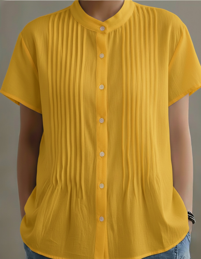 New Arrivals🔥Women’s Casual Mandarin Collar Pleated Blouse