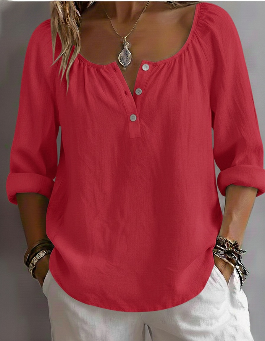New Arrivals🔥Women’s Casual Scoop Neck Henley Shirt