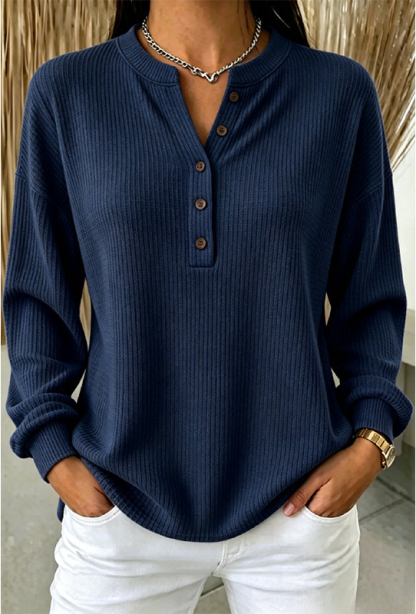 CLEARANCE SALE🔥Women's Ribbed Henley Knit Top