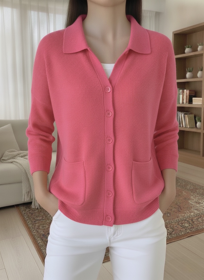 CLEARANCE SALE🔥Women's Ribbed Knit Polo Cardigan