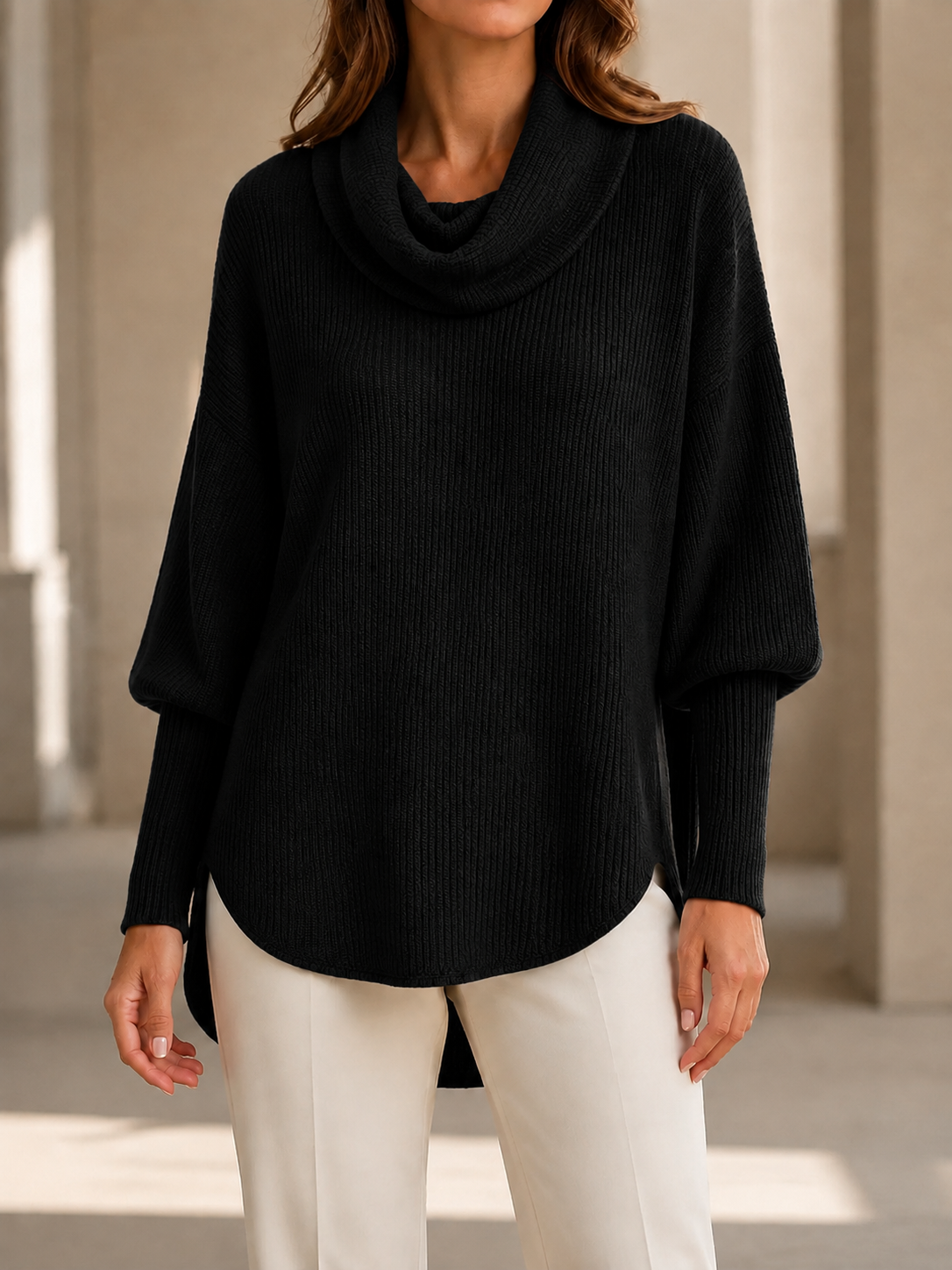 New Arrivals🔥Women’s Elegant Cowl Neck Relaxed Fit Longline Knit Sweater