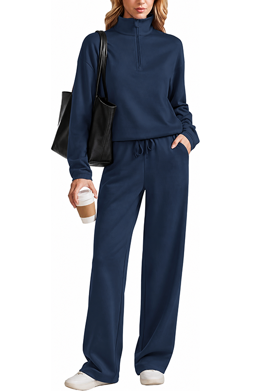 CLEARANCE SALE💥Women’s Half-Zip Stand Collar Pullover and Drawstring Pants Two-Piece Set