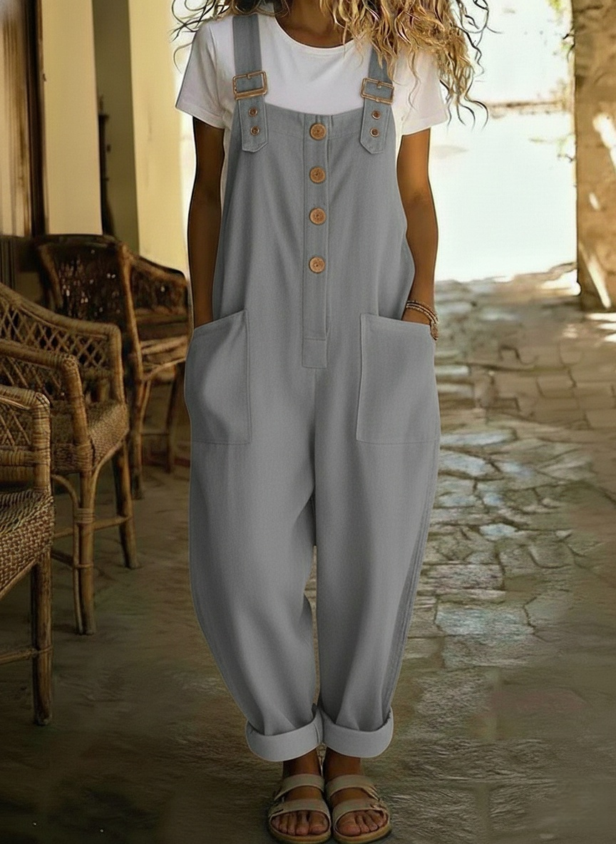 CLEARANCE SALE🔥 Women's Casual Linen And Cotton Jumpsuit With Adjustable Straps