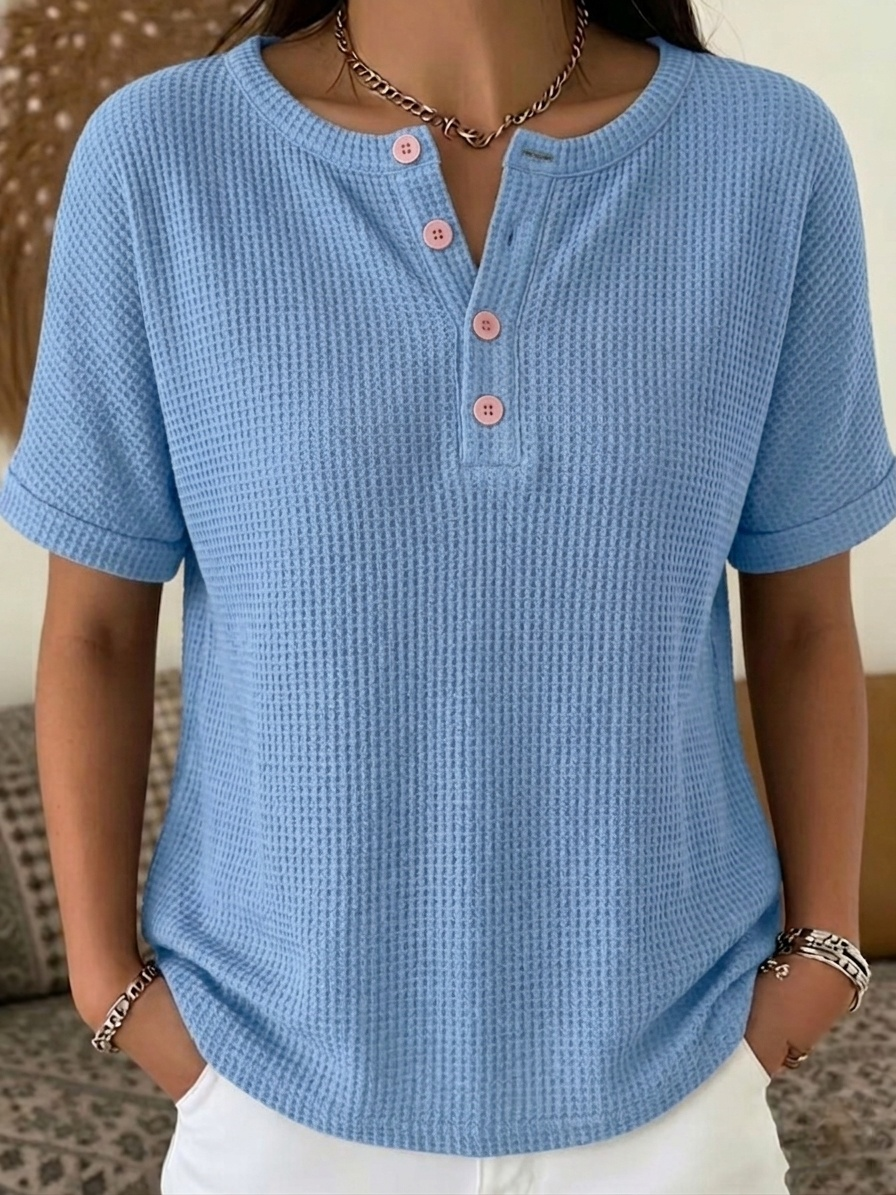 New Arrivals🔥Women's Waffle Knit Henley Top