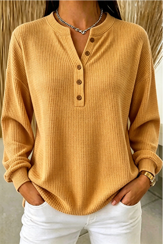 CLEARANCE SALE🔥Women's Ribbed Henley Knit Top