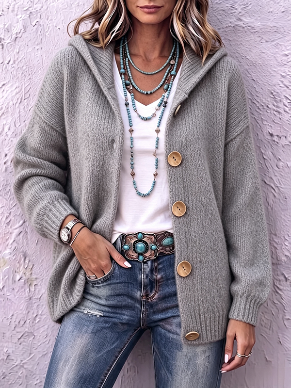CLEARANCE SALE🔥Women's Chunky Knit Hooded Cardigan