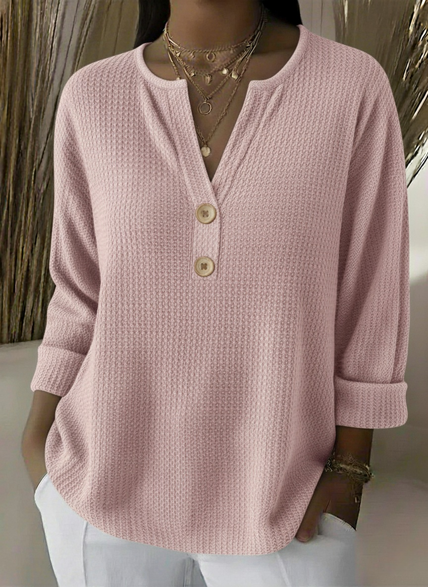 CLEARANCE SALE🔥Classic V-neck Button-down Waffle Sweater