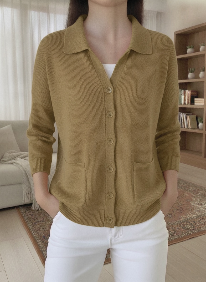 CLEARANCE SALE🔥Women's Ribbed Knit Polo Cardigan