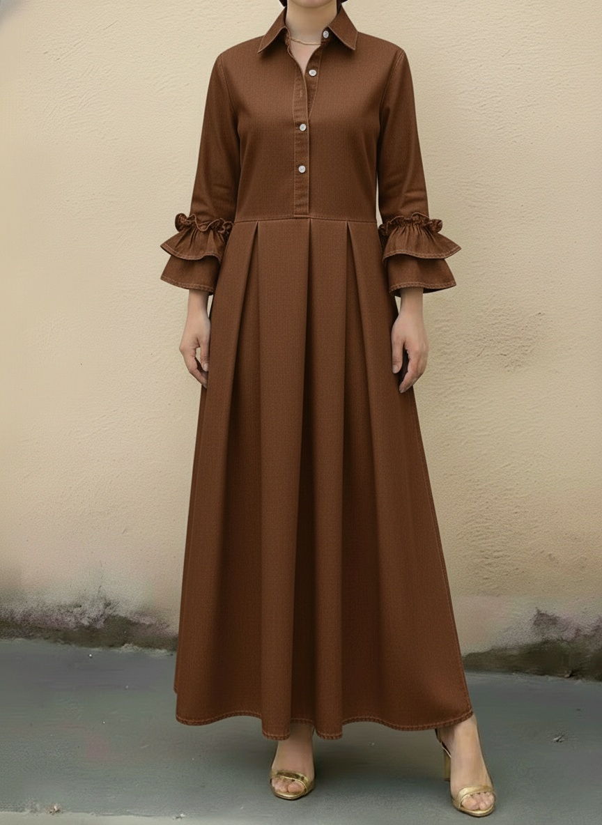 CLEARANCE SALE🔥Women's Casual Denim Dress With Ruffled Sleeves