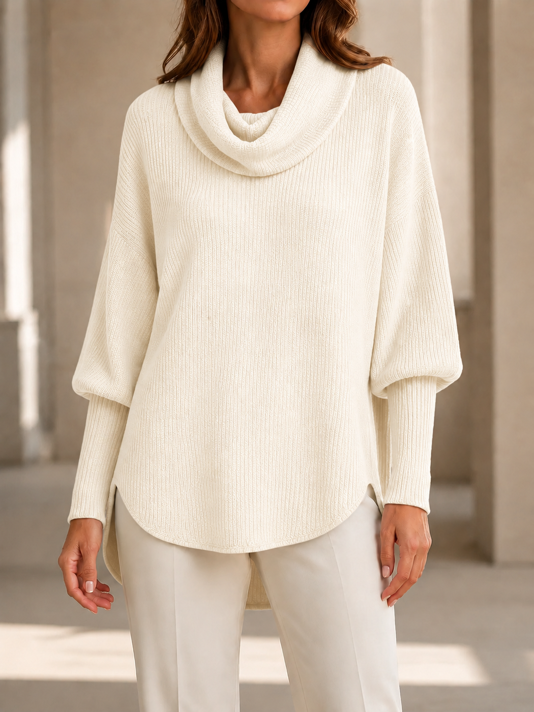 New Arrivals🔥Women’s Elegant Cowl Neck Relaxed Fit Longline Knit Sweater