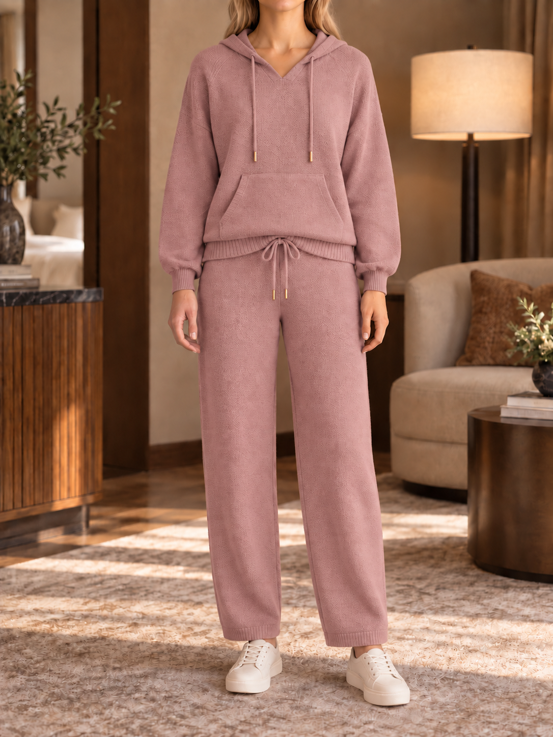 ⏰ LAST DAY SAVE 50% 💥Women’s Cozy Hooded Pullover and Drawstring Wide-Leg Pants Two-Piece Set