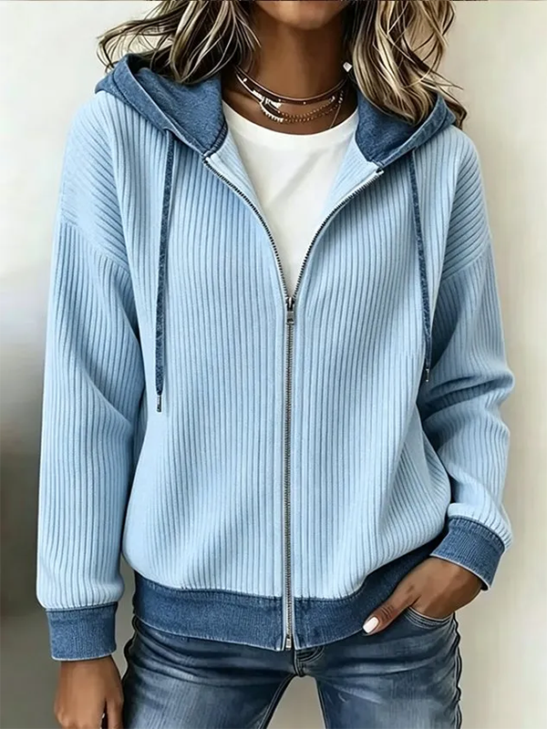 CLEARANCE SALE🔥Women Striped Long Sleeve Hoodie Casual Spring/Fall Jacket Outerwear