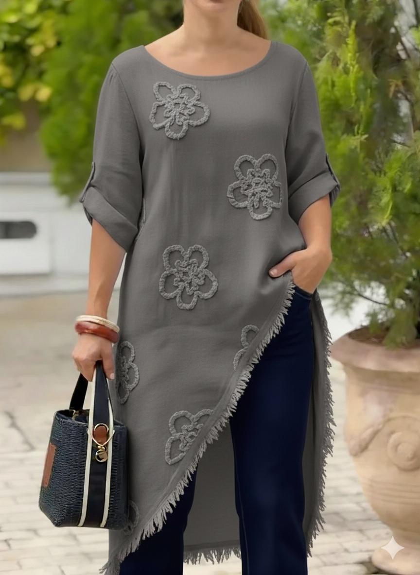 CLEARANCE SALE🔥Floral Embroidered Loose-fitting Cotton Shirt Blouse