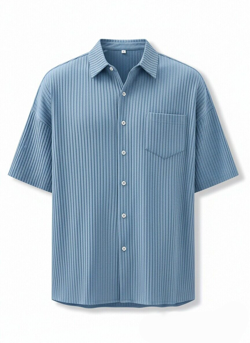 Men's Daily Simple Vertical Pit Lapel Button Short Sleeve Shirt
