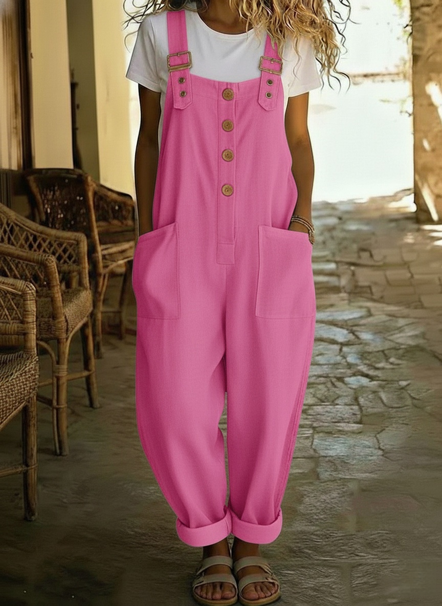 CLEARANCE SALE🔥 Women's Casual Linen And Cotton Jumpsuit With Adjustable Straps