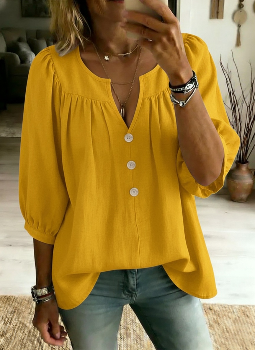 New Arrivals🔥Women's Simple Cotton And Linen Half Sleeves Top