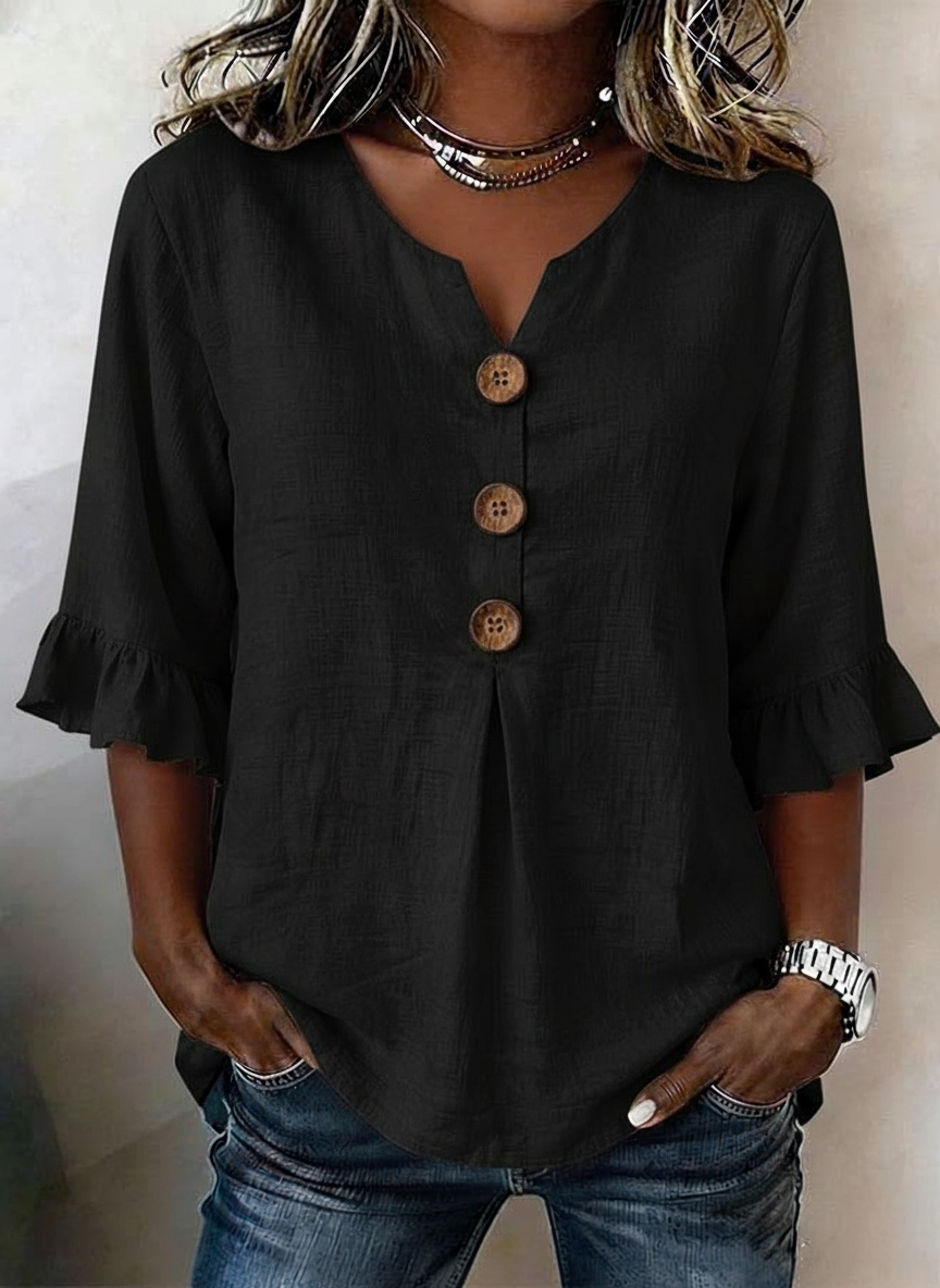 New Arrivals🔥Women'S Casual Solid Color Ruffle Sleeve Top