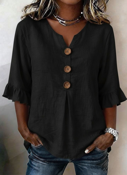 New Arrivals🔥Women'S Casual Solid Color Ruffle Sleeve Top