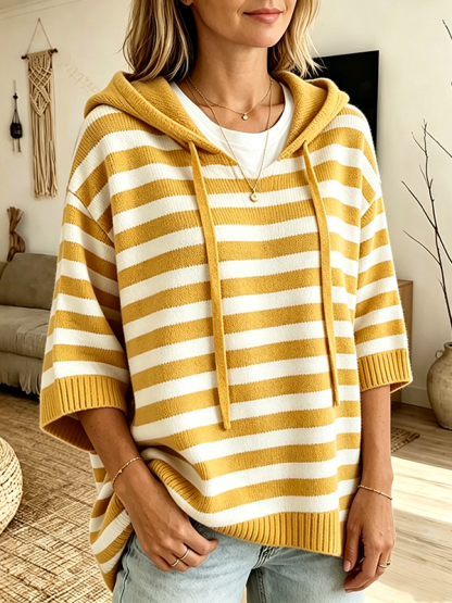 CLEARANCE SALE🔥Women's Striped Hooded Knit Sweater
