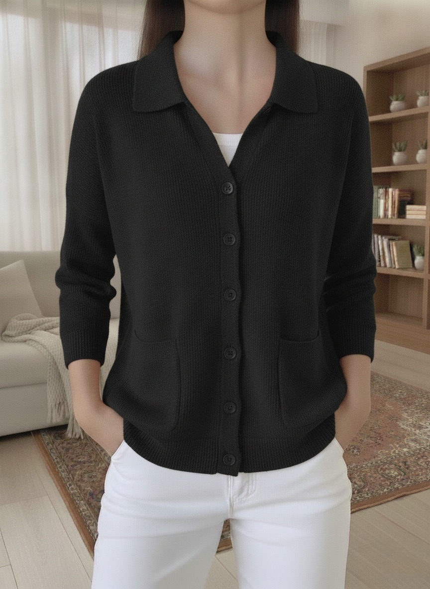 CLEARANCE SALE🔥Women's Ribbed Knit Polo Cardigan