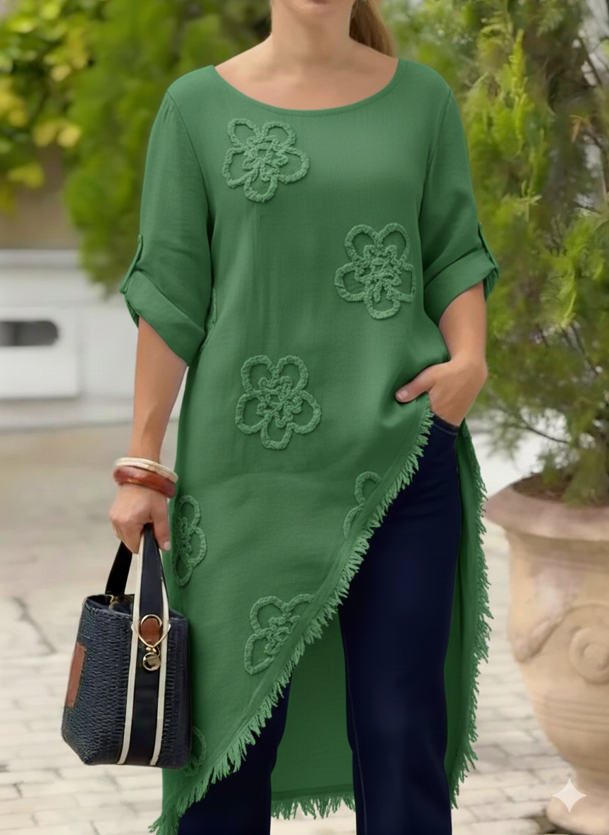 CLEARANCE SALE🔥Floral Embroidered Loose-fitting Cotton Shirt Blouse