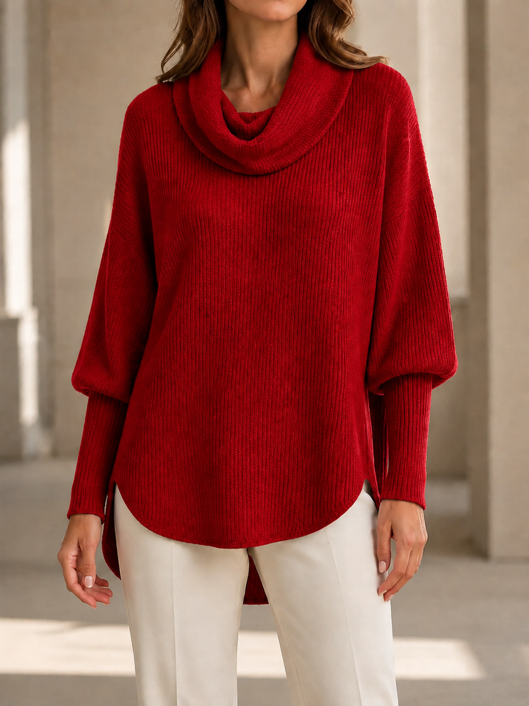 New Arrivals🔥Women’s Elegant Cowl Neck Relaxed Fit Longline Knit Sweater