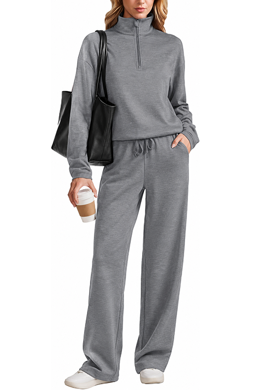 CLEARANCE SALE💥Women’s Half-Zip Stand Collar Pullover and Drawstring Pants Two-Piece Set