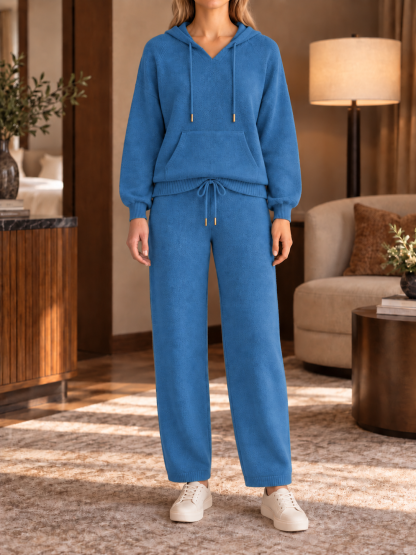 ⏰ LAST DAY SAVE 50% 💥Women’s Cozy Hooded Pullover and Drawstring Wide-Leg Pants Two-Piece Set