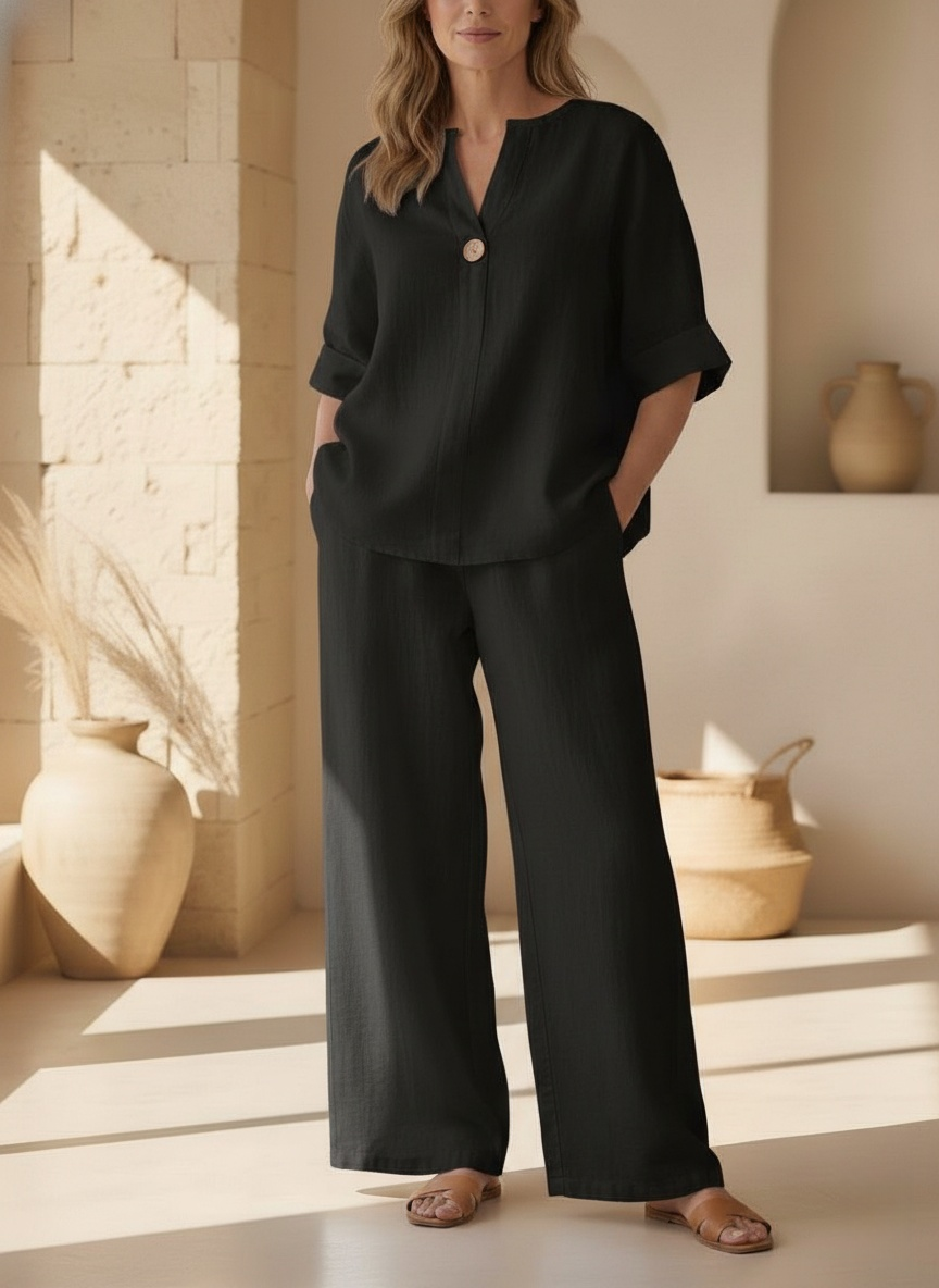 ⏰ LAST DAY SAVE 50% 💥Women's Warm Cotton Linen Wide-Leg Home Wear Set