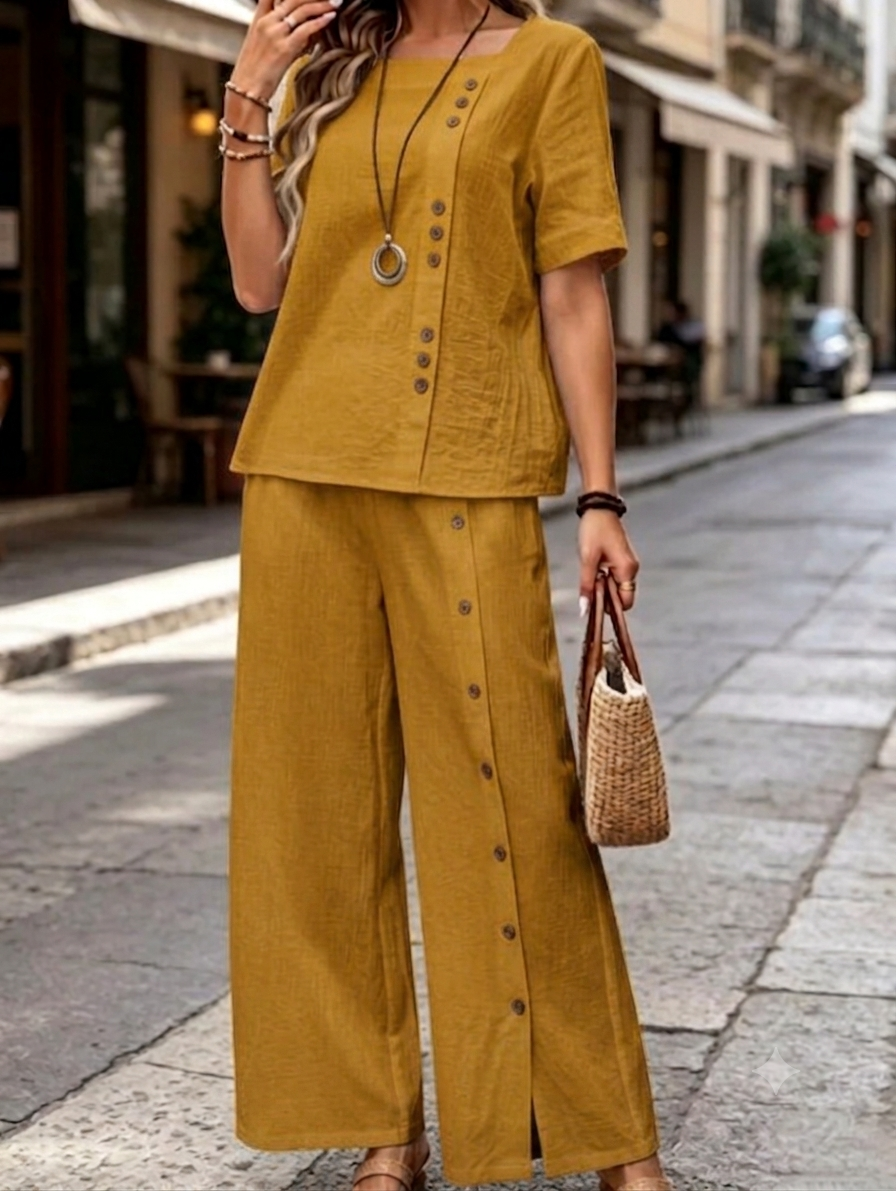 Clearance Sale🔥Women's Linen Square Neck Two-Piece Set