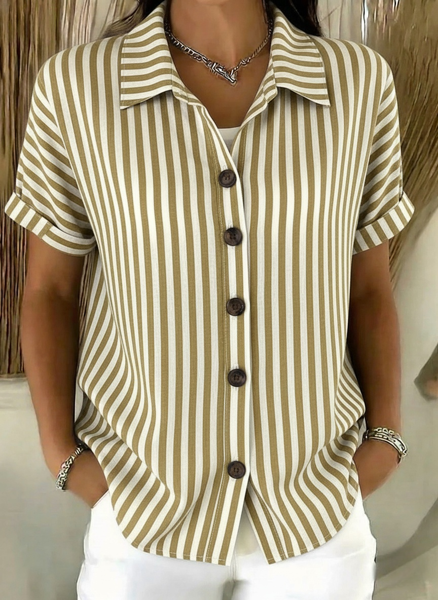 Classic Striped Cotton-linen Button-up Shirt