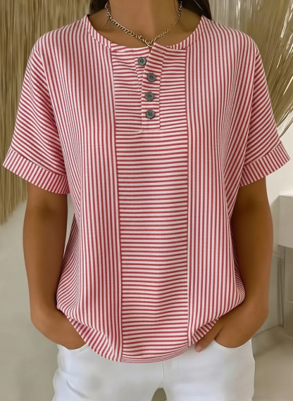 New Arrivals🔥 Women’s Artistic Cut Striped Cotton-linen Shirt Blouse