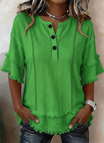 New Arrivals🔥Women’s Casual Frayed Linen And Cotton Shirt