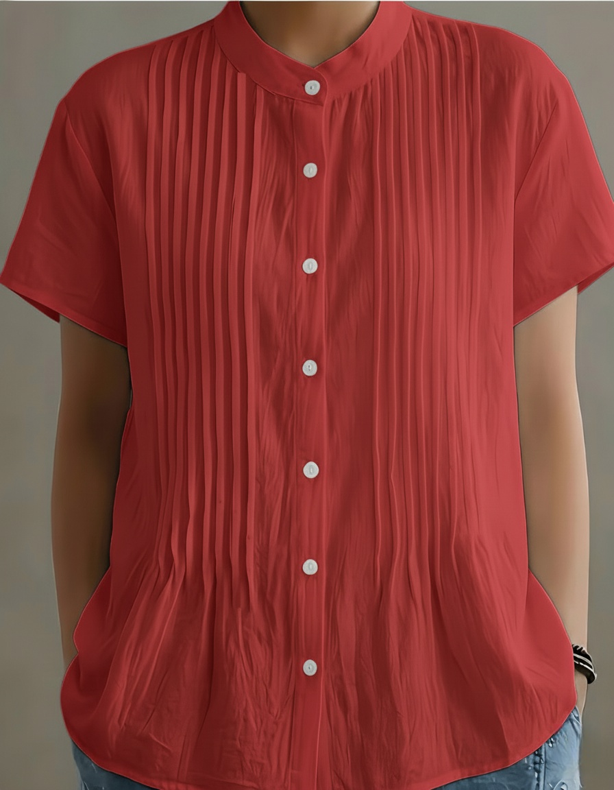 New Arrivals🔥Women’s Casual Mandarin Collar Pleated Blouse