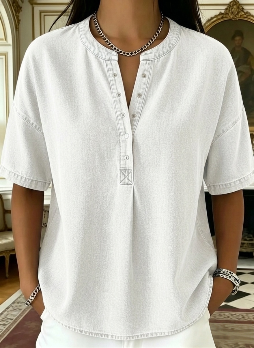 New Arrivals🔥Women's Casual Denim Henley Top
