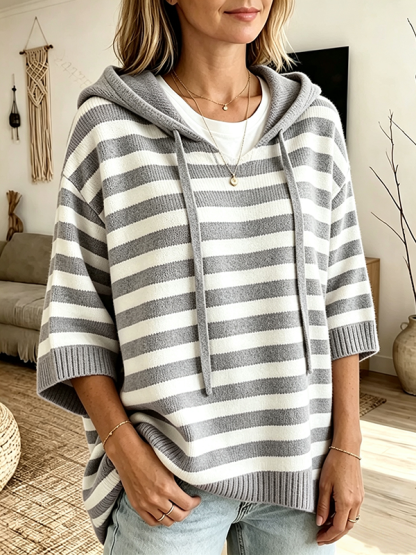 CLEARANCE SALE🔥Women's Striped Hooded Knit Sweater