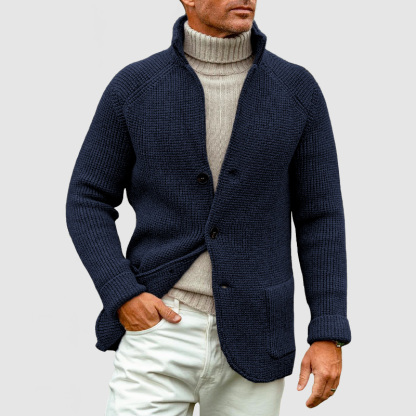 Men's Basic Lapel Pocket Cashmere Knit Blazer