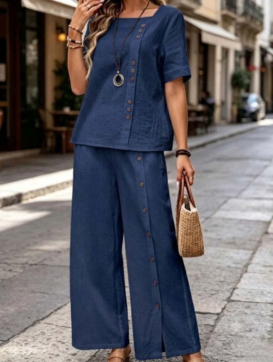 Clearance Sale🔥Women's Linen Square Neck Two-Piece Set