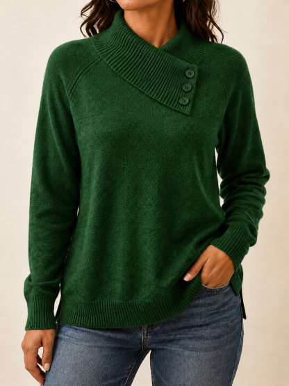 CLEARANCE SALE🔥Women's Button Detail Mock Neck Knit Sweater