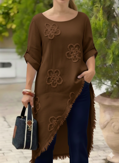 CLEARANCE SALE🔥Floral Embroidered Loose-fitting Cotton Shirt Blouse