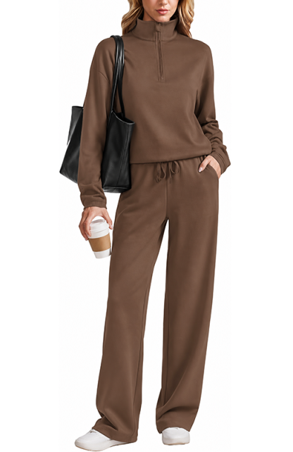 CLEARANCE SALE💥Women’s Half-Zip Stand Collar Pullover and Drawstring Pants Two-Piece Set