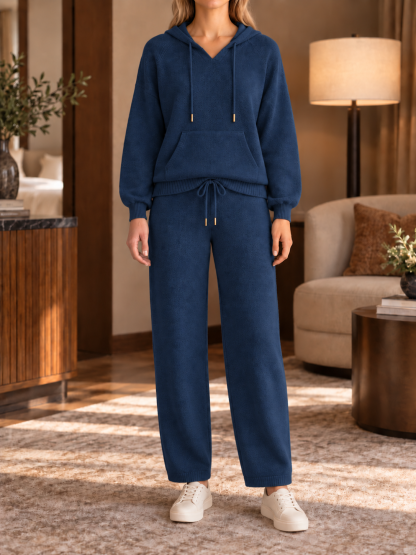 ⏰ LAST DAY SAVE 50% 💥Women’s Cozy Hooded Pullover and Drawstring Wide-Leg Pants Two-Piece Set
