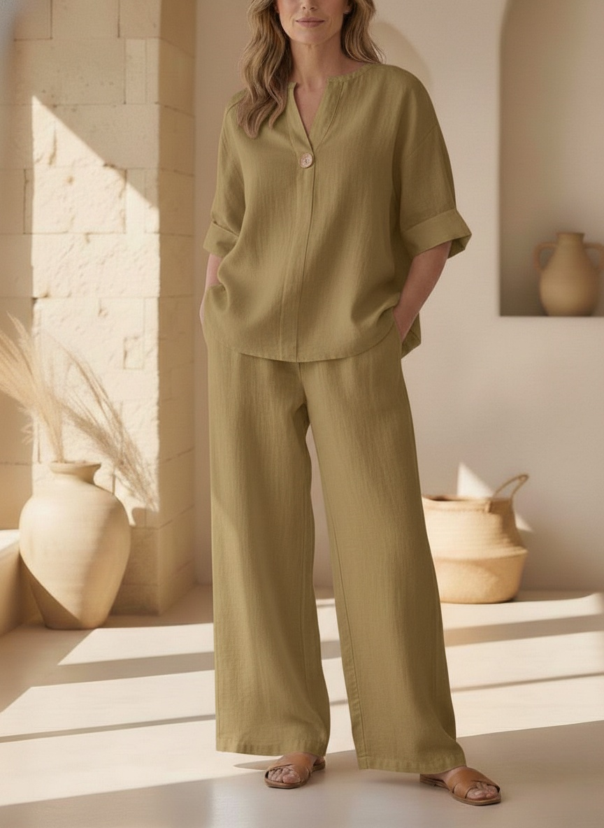 ⏰ LAST DAY SAVE 50% 💥Women's Warm Cotton Linen Wide-Leg Home Wear Set